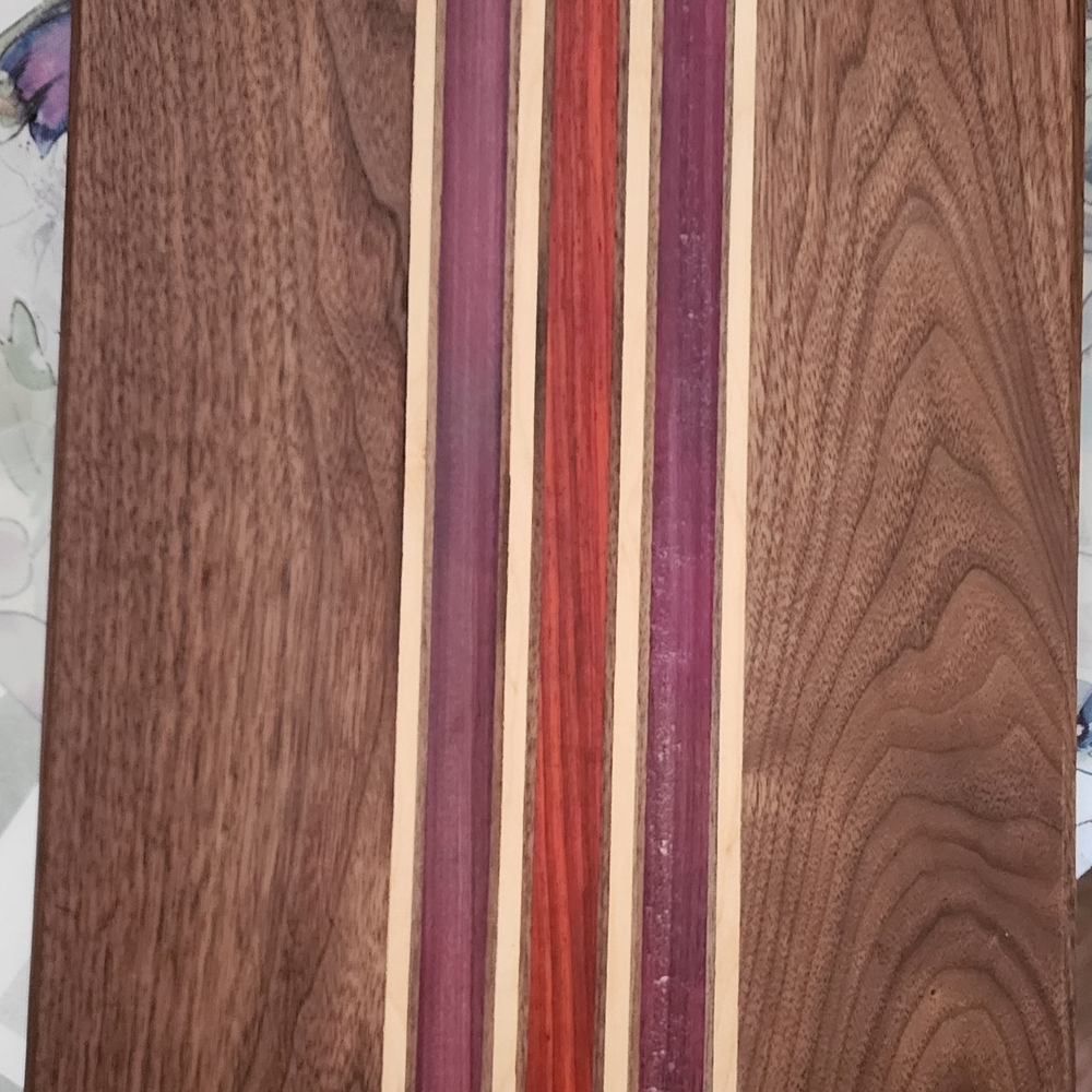 Wooden Cutting Board with Multicolor Stripes